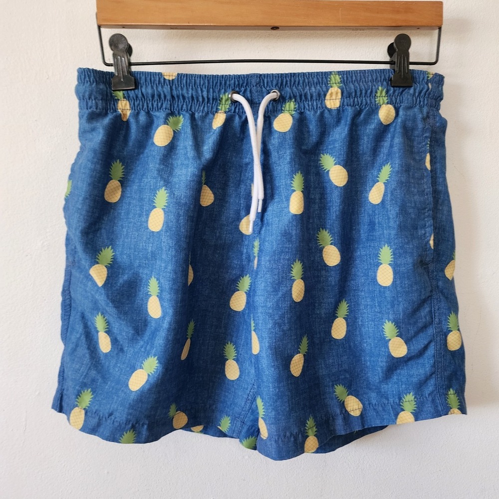 Trunks Surf & Swim Co Mens Blue Pineapple Board Shorts Small Swim Trunks